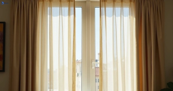 Dull dusty drapes in moffat-beach before professional cleaning